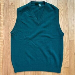 Vintage Clubfellow Men’s 100% Lambs WoolV-Neck Sweater Vest XLT Green Solid